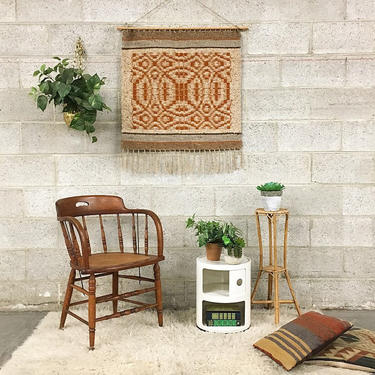 LOCAL PICKUP ONLY Vintage Plant Stand Retro 1970s Bohemian Tan Bamboo and Woven Straw Two Tier Stand for Succulents or Cactus 