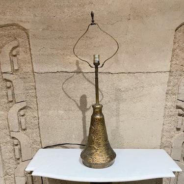 Relief Table Lamp Faux Hammered Bronze in Style of Antoni Gaudi 1970s 