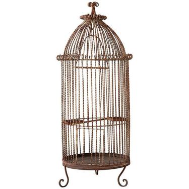 French Twisted Wrought Iron Standing Bird Cage by ErinLaneEstate