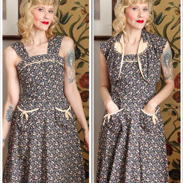 1950s Dress // JCPennys Floral Dress &amp; Bolero // vintage 50s dress 