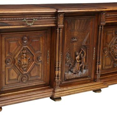 Antique Buffet / Sideboard, French Carved Walnut Breakfront, Stunning, 1800's!