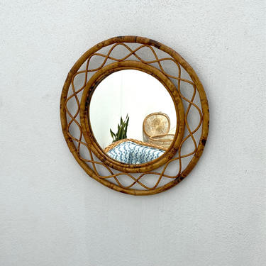 Round Burnt Bamboo Mirror