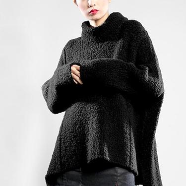 Oversized Funnel Neck Textured Knit Pullover