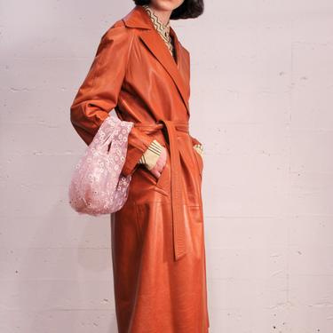 Caramel Leather Trench Coat