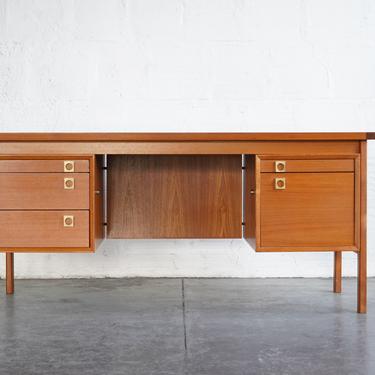 Mid Century Desk with Gold Pulls