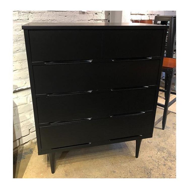 Petite black painted MCM chest of (4) drawers 34.5 W x 18 D x 42 H 