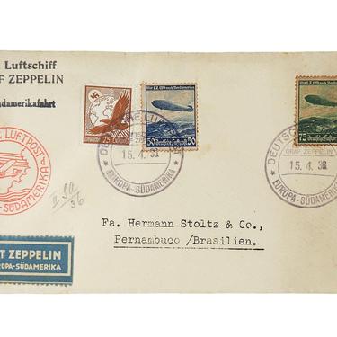 1936 Graf Zeppelin Germany to Brazil Airship Stamp Cover