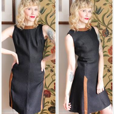 1960s Dress // Allison Ayres Shift Dress // vintage twill 60s dress 