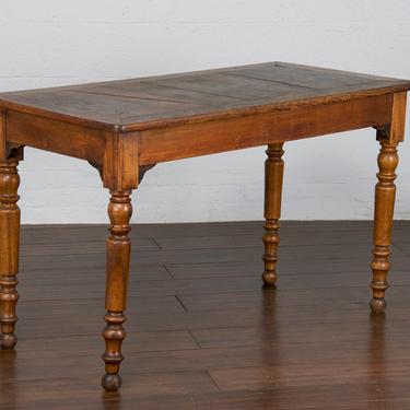 Late 19th Century French Provincial Farmhouse Rustic Oak Mid-Size Dining Table. Kitchen Table. Writing Table. 
