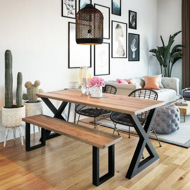 New! UMBUZÖ Wood Dining Table &amp; Bench 
