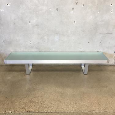 Aluminum Long Frosted Glass Coffee Table