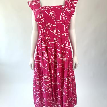 Hot Pink Floral 80's Abstract Dress