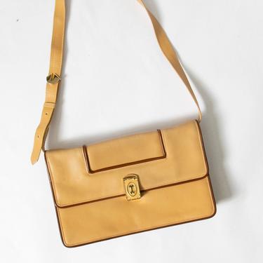 1960s Purse Leather  Tan Brown Shoulder Bag 