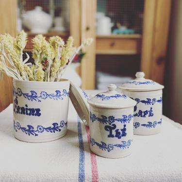 Beautiful rare finds vintage French stoneware spice pots   set from a famous maker Saint Uze- SUSS 