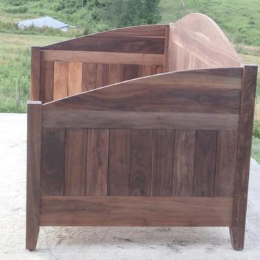ZCustom MO DcRnP2  Queen size Solid Cherry Day Bed or Couch Bed with curved side and back tops, Stained dark walnut. 