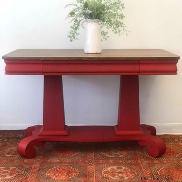 Antique Painted Red Desk Entryway Table Console 