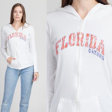 90s Florida Gators Zip Up Hoodie - Extra Small | Vintage College Football White Hooded Sweatshirt 
