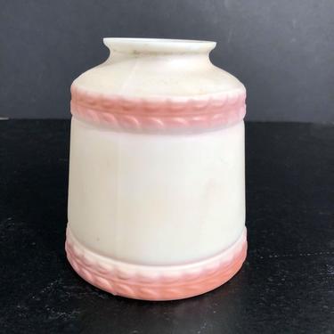 Milk Glass with Pink Art Detail