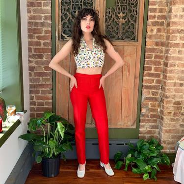 90s/Y2K CHERRY RED PANTS - cigarette pants - small 