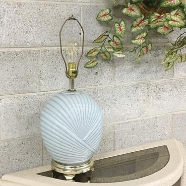 Vintage Table Lamp Retro 1980s Light Blue Ceramic + Glass + Table Lamp + Art Deco Design + Boho + Living Room + Bedroom + Lighting Decor 