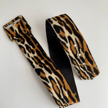 1960's Faux Leopard Fur Belt - Cloth Backed -  Size 24 to 26 Inch Waist 