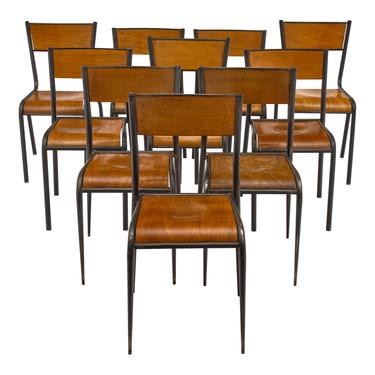 Set of 10 French Industrial Chairs