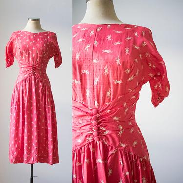 Vintage Party Dress / Vintage Cocktail Dress / 1940s Cocktail Dress / 1940s Swing Dance Dress / Pink Vintage Dress / Pink Party Dress Small 