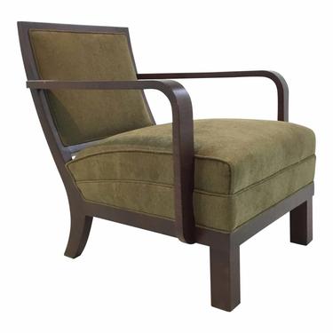 Mid-Century Modern Style Olive Green Chennile Lounge Chair