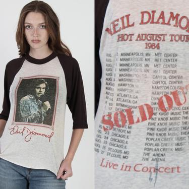 Vintage 1984 Neil Diamond T Shirt / Hot August Tour Live In Concert / Mens Womens Unisex Paper Thin 50 50 T Shirt Small 
