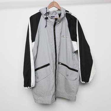 vintage 1990s y2k BOSS brand club kid GREY & black men's parka jacket -- size xl 