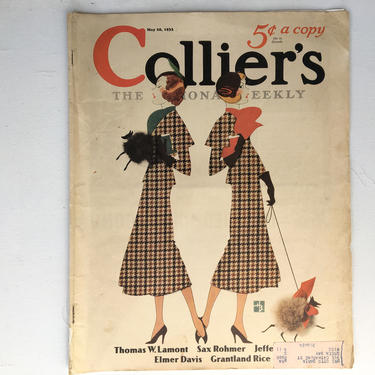 Vintage Collier's Magazine May 20, 1933, Howard Butler Cover Art, Fashion Forward Ladies Walking Dogs 