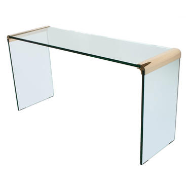 Pace Brass Glass Waterfall Console Table