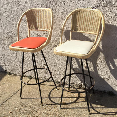 Pair of vintage Don Ho style bar stools - Pickup Only and Delivery to Selected Cities 