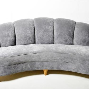 Curved Sofa with Rolled and Tufted Back