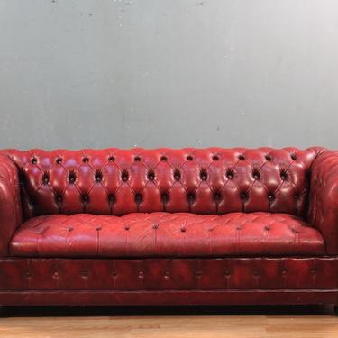 Crimson Leather Chesterfield Sofa – ONLINE ONLY