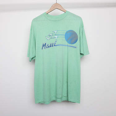 vintage mint GREEN/blue oversize slouchy MAUI paper thin slouchy huge t-shirt -- size xl 
