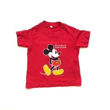 Vintage 80’s KIDS Red Mickey Mouse T-Shirt Sz S(6-8) 