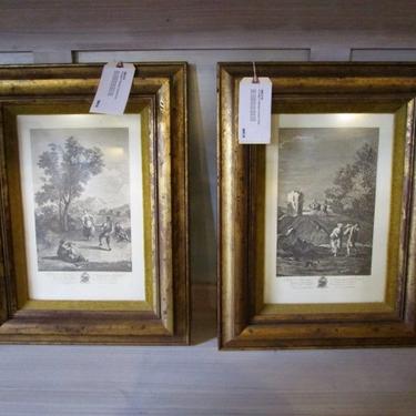 PAIR OF FRAMED VINTAGE FRENCH PRINTS PRICED SEPARATELY