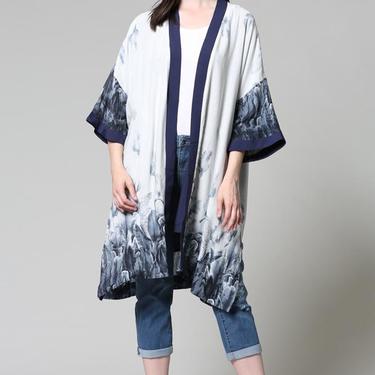 Floral Print Kimono w/Open Front