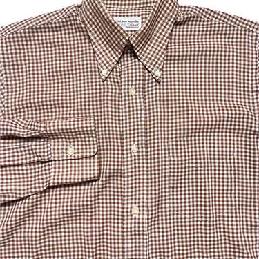 Vintage 1970s USA Made GANT Gingham Plaid Button-Down Shirt ~ M (Long) ~ Cotton Poplin ~ OCBD ~ Locker Loop 