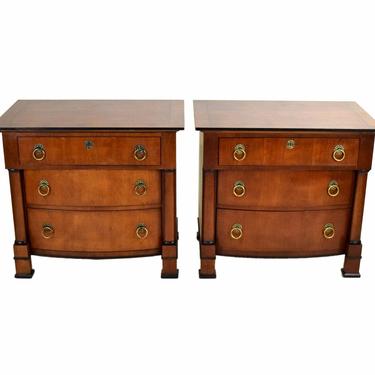 Pair Henredon Neoclassical Empire Revival Chest of Drawers Night Stands End Cabinets 