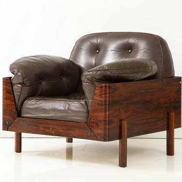 Novo Rumo Chair in Jacaranda and Brown Leather