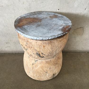 Galvanized Drum Side Table