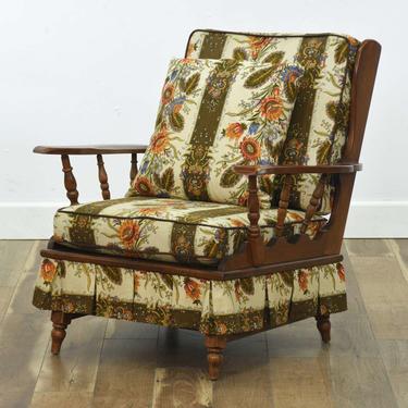 Maple Ladderback Armchair W/ Floral Cushions