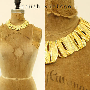 1980s Les Bernard necklace | modernist gold choker | sculptural statement 