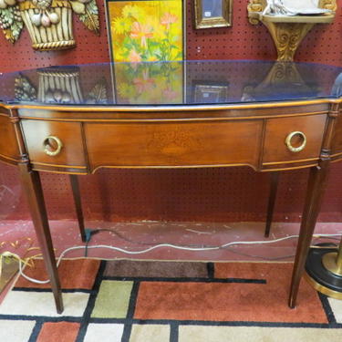 Vintage Antique Walnut desk with blue glass top