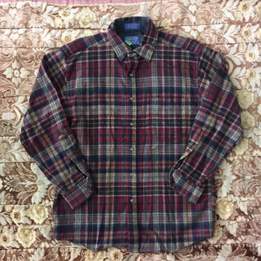 Pendleton wool plaid shirt - mens wool shirt  / vintage Pendleton plaid button down shirt / men's Pendleton shirt- winter wool button down 