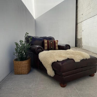 Soft Brown Leather Chaise Chair