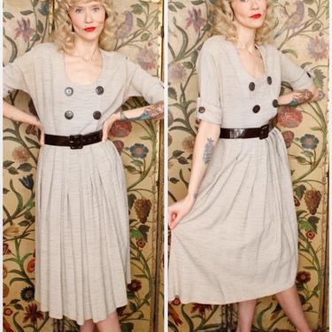 1950s Dress // Carol Brent Stripe Textured Rayon Dress // vintage 50s dress 