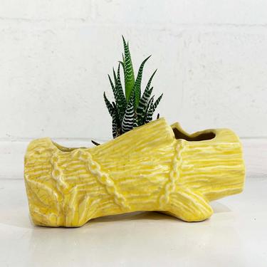 Vintage Brush McCoy Yellow Log Planter Chains MCM Mid-Century Pottery Pot Made in the USA 1950s 50s Plant 